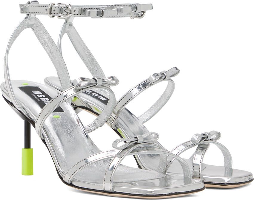 MSGM Silver Bow Heels - Picture 2
