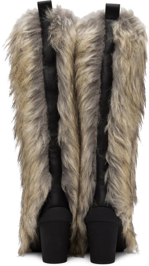 MSGM SSENSE Exclusive Beige Faux-Fur Boots - Picture 4