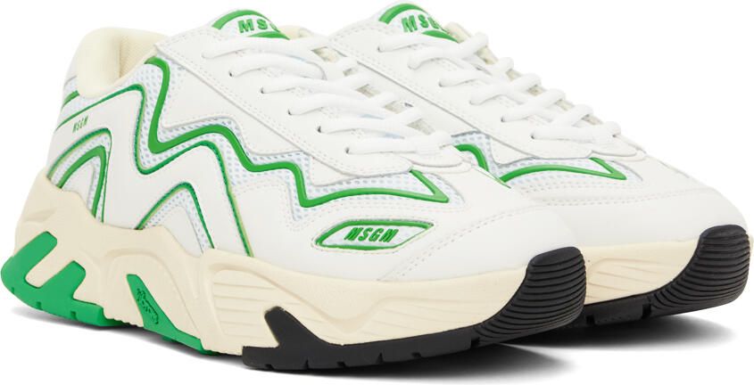 MSGM White & Green Vortex Sneakers - Picture 2