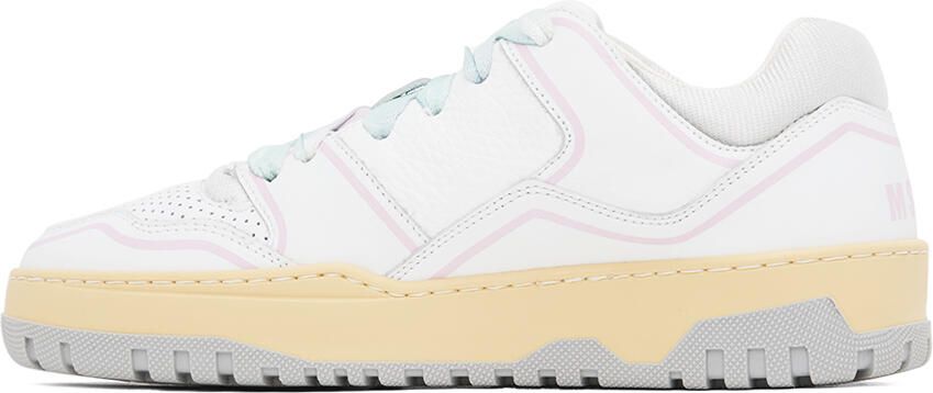 MSGM White & Pink Retro Basketball Sneakers - Picture 3