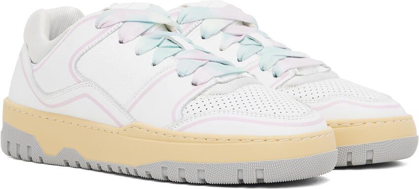 MSGM White & Pink Retro Basketball Sneakers - Picture 2