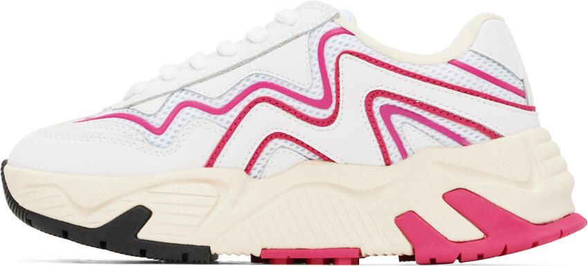 MSGM White & Pink Vortex Sneakers - Picture 3