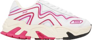 MSGM White & Pink Vortex Sneakers