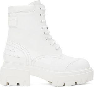 MSGM White Lace-Up Boots