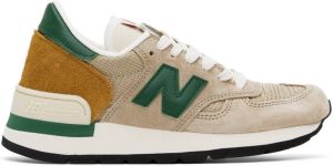 New Balance Beige & Green Made in USA 990 Sneakers