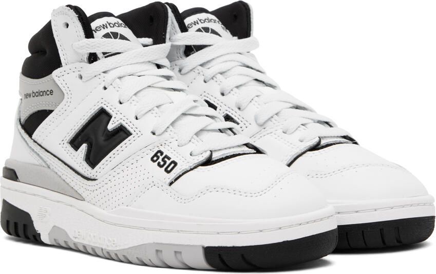 New Balance White & Black 650 Sneakers - Picture 3