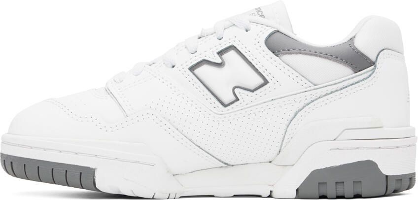 New Balance White & Gray 550 Sneakers - Picture 3