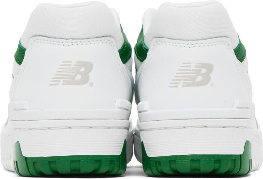New Balance White & Green BB550 Sneakers
