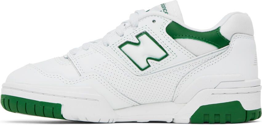 New Balance White & Green BB550 Sneakers - Picture 3