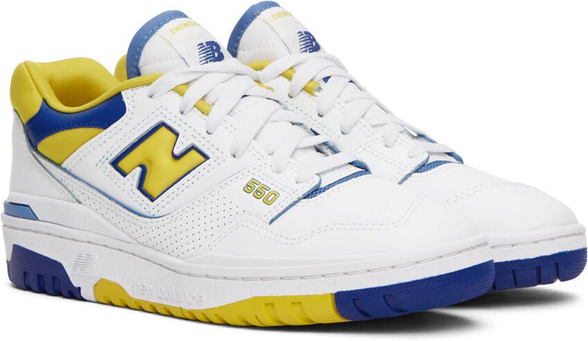 New Balance White & Yellow 550 Sneakers - Picture 2