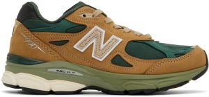 New Balance Tan & Green Made in USA 990v3 Sneakers