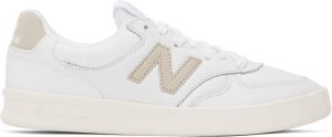 New Balance White & Beige 300 Court Sneakers