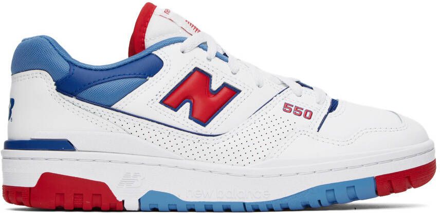 New Balance White & Blue 550 Sneakers