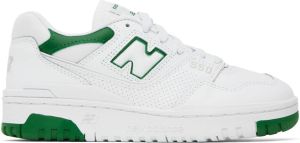 New Balance White & Green BB550 Sneakers