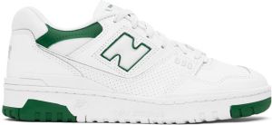 New Balance White & Green BB550 Sneakers