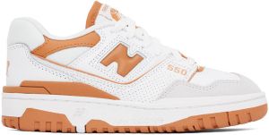 New Balance White & Tan 550 Sneakers