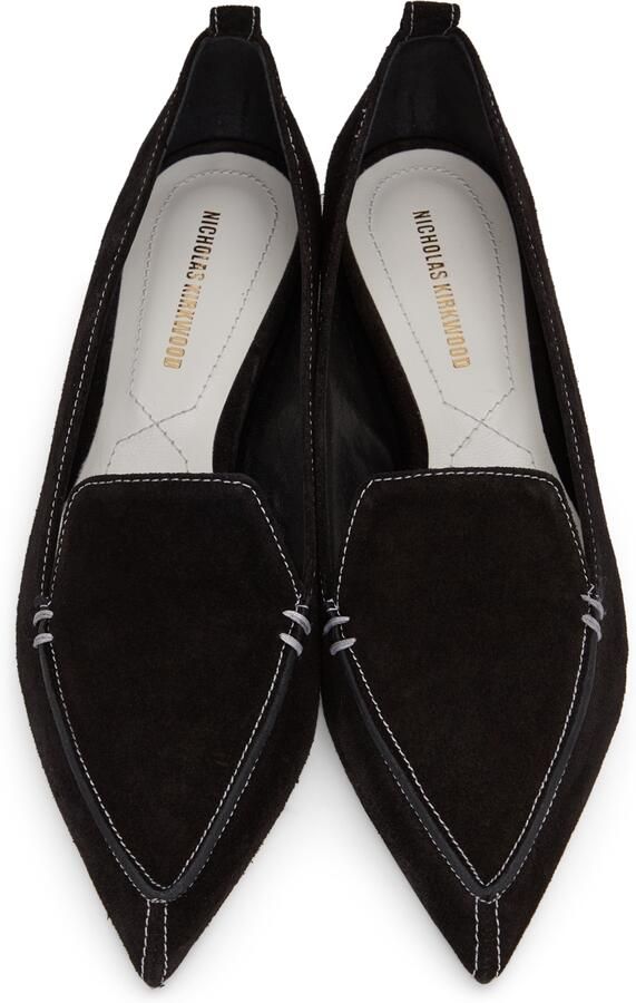 Nicholas Kirkwood Black & White Suede Beya Loafers - Picture 2