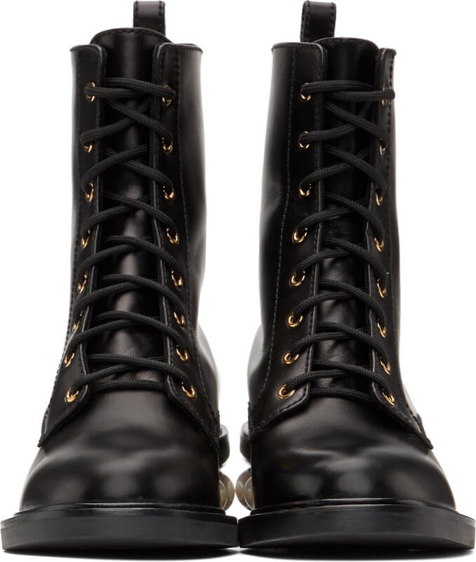 Nicholas Kirkwood Black Casati Pearl Combat Boots - Picture 2