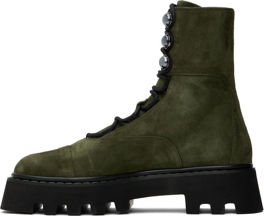 Nicholas Kirkwood Khaki Pearlogy Combat Boots - Picture 3