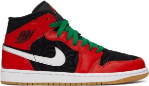 Nike Jordan Black & Red Air Jordan 1 Mid SE Sneakers