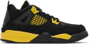 Nike Jordan Kids Black & Yellow Jordan 4 Retro Thunder Big Kids Sneakers