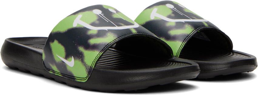 Nike Black & Green Victori One Sandals - Picture 2