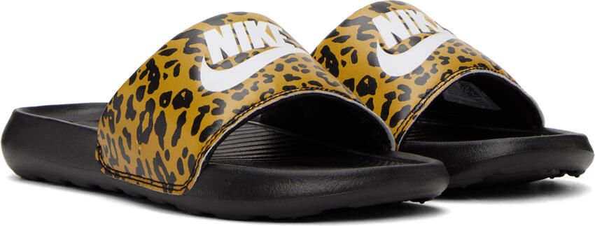 Nike Black & Tan Victori One Slides - Picture 2