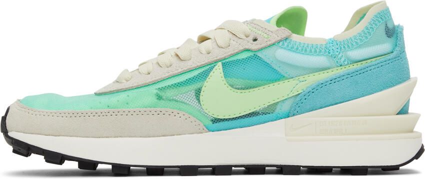Nike Blue & Green Waffle One Sneakers - Picture 4