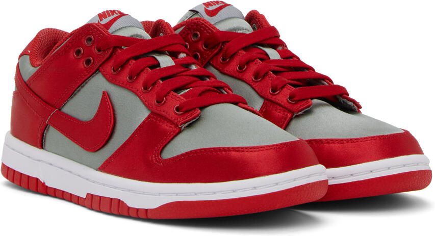 Nike Gray & Red Dunk Low Sneakers - Picture 2