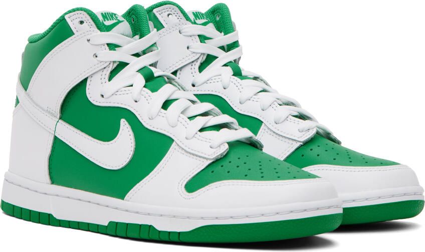 Nike Green & White Dunk High Retro Sneakers - Picture 2