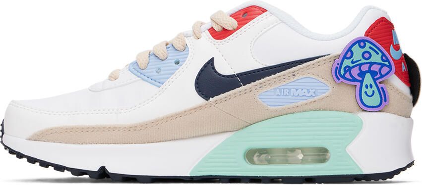 Nike Kids White Air Max 90 LTR SE Big Kids Sneakers - Picture 3