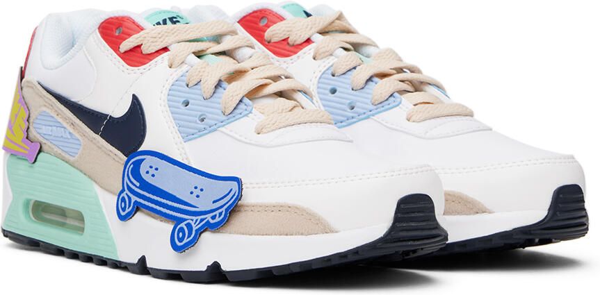 Nike Kids White Air Max 90 LTR SE Big Kids Sneakers - Picture 2