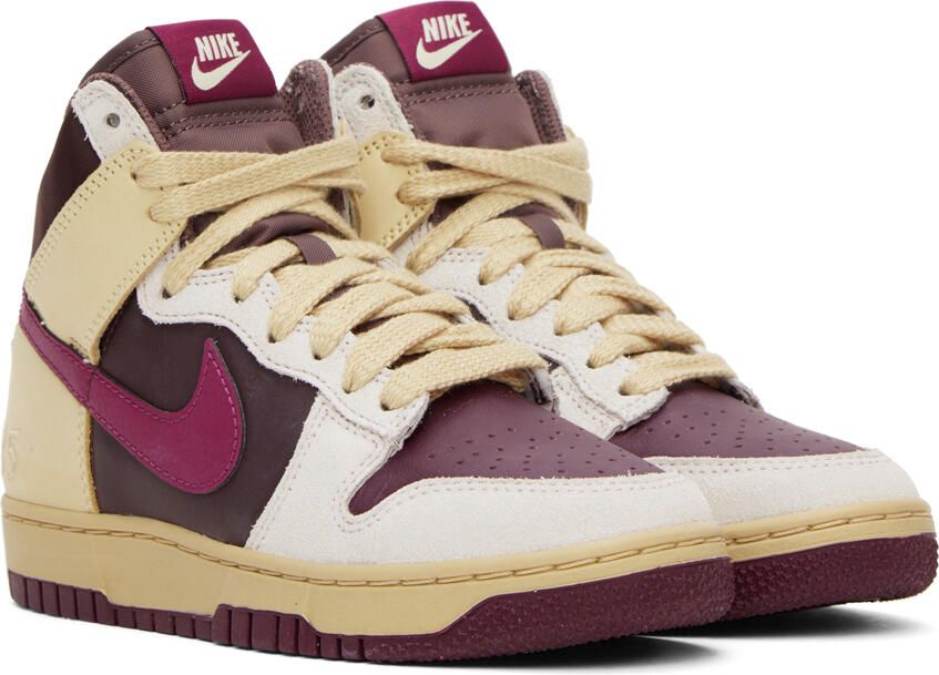 Nike Off-White & Burgundy Dunk High 1985 Sneakers - Picture 2