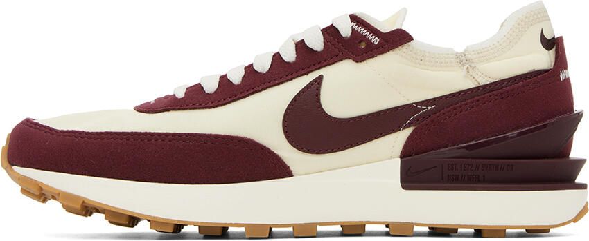 Nike Off-White & Burgundy Waffle One SE Sneakers - Picture 3
