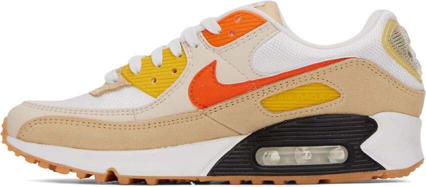 Nike White & Beige Air Max 90 SE Sneakers - Picture 3