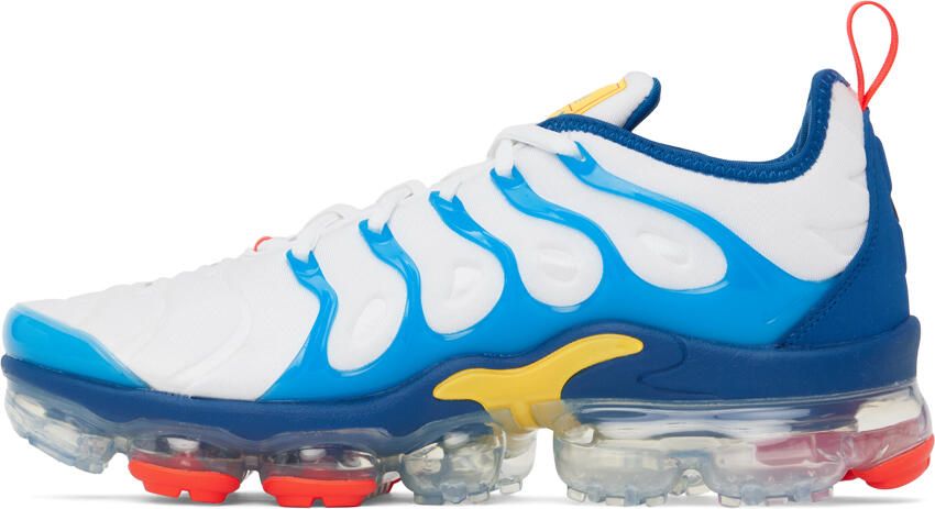 Nike White & Blue Air VaporMax Plus Sneakers - Picture 3