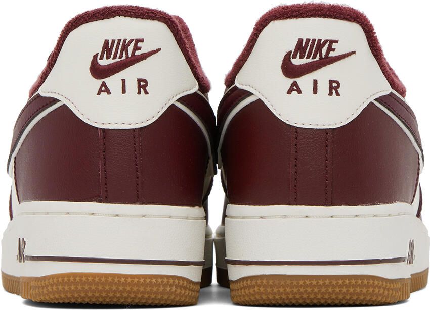 Nike White & Burgundy Air Force 1 '07 Sneakers - Picture 1