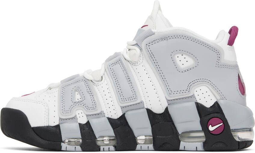 Nike White & Gray Air More Uptempo Sneakers - Picture 3