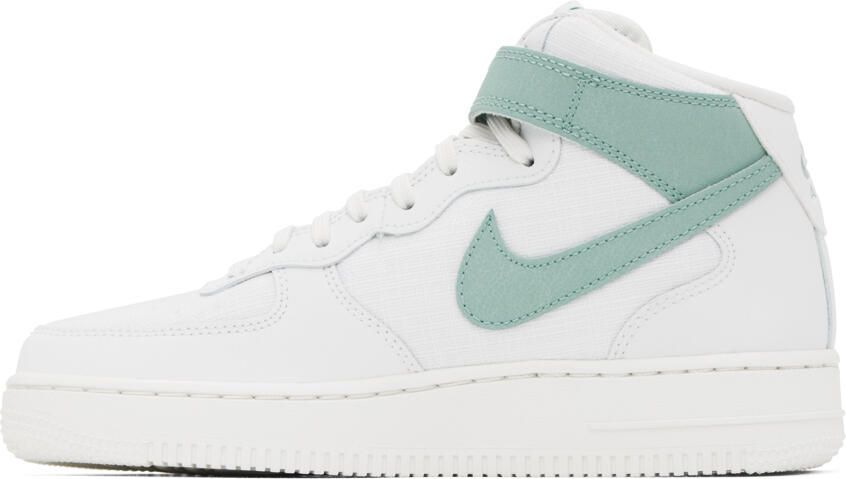 Nike White & Green Air Force 1 '07 Mid Sneakers - Picture 3