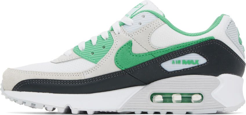Nike White & Green Air Max 90 Sneakers - Picture 3