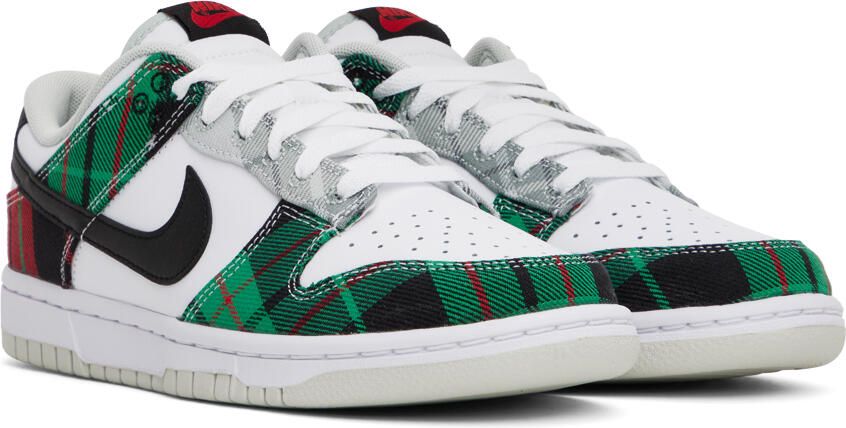 Nike White & Green Dunk Low Sneakers - Picture 2