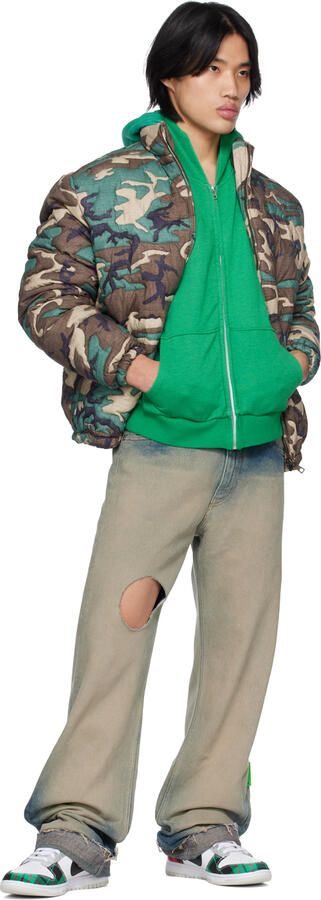 Nike White & Green Dunk Low Sneakers - Picture 4