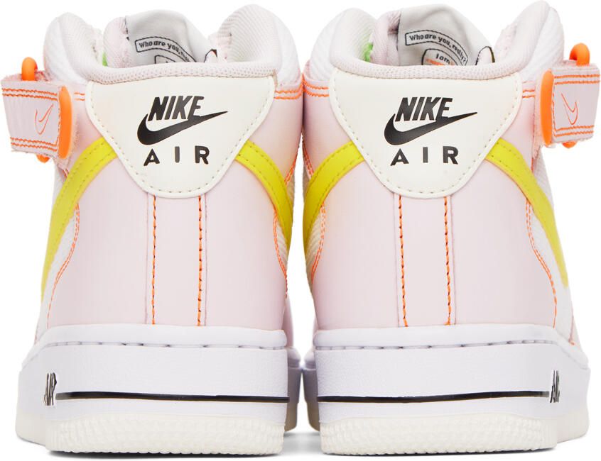 Nike White & Pink Air Force 1 '07 Mid Sneakers