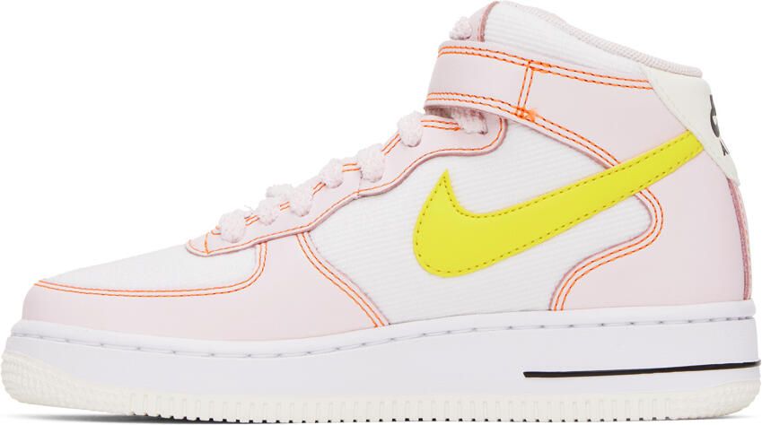 Nike White & Pink Air Force 1 '07 Mid Sneakers - Picture 3
