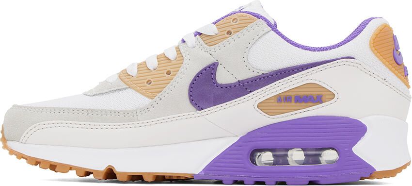 Nike White & Purple Air Max 90 Sneakers - Picture 3