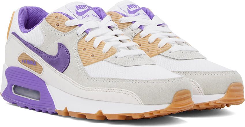 Nike White & Purple Air Max 90 Sneakers - Picture 2