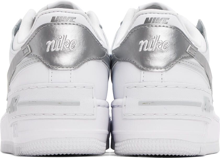 Nike White & Silver Air Force 1 Shadow Sneakers