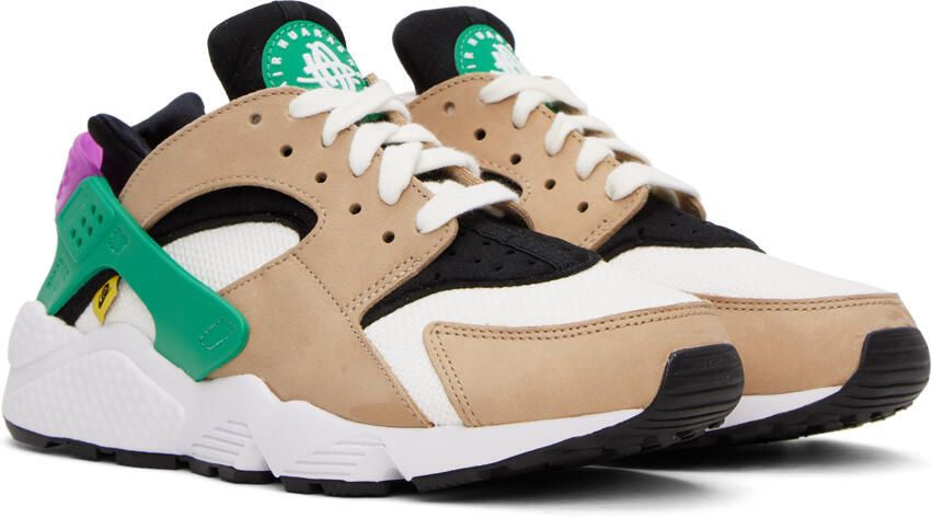 Nike White & Tan Air Huarache Premium Sneakers - Picture 2