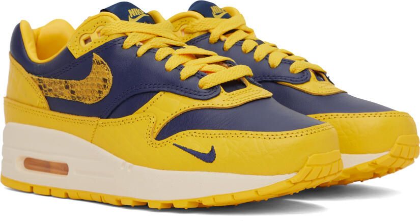 Nike Yellow & Navy Air Max 1 Premium Sneakers - Picture 2