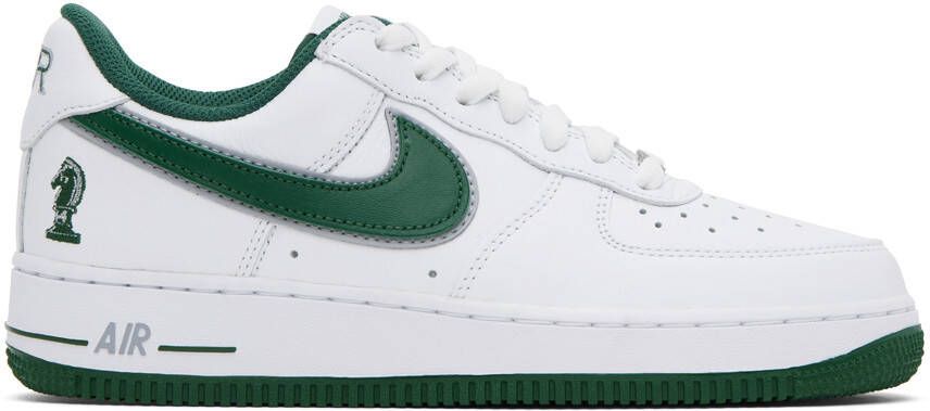 Nike White & Green LeBron James Air Force 1 Sneakers